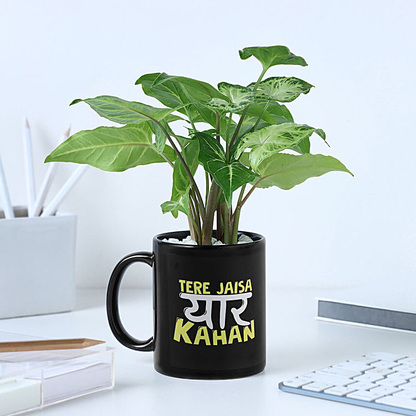 Personalised Friendship Day Mug N Syngonium Plant Combo