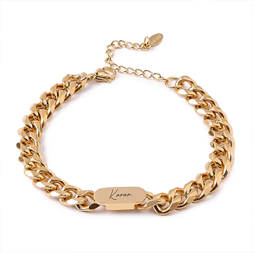 Personalised Gold Cuban Style Bracelet