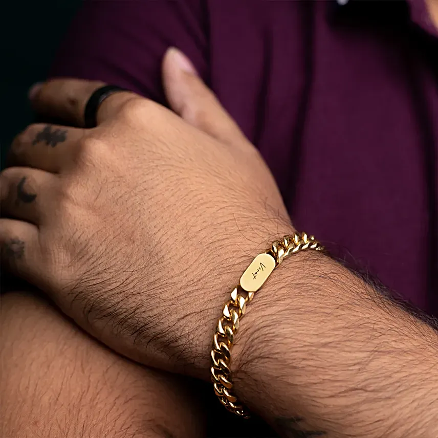 Personalised Gold Cuban Style Bracelet