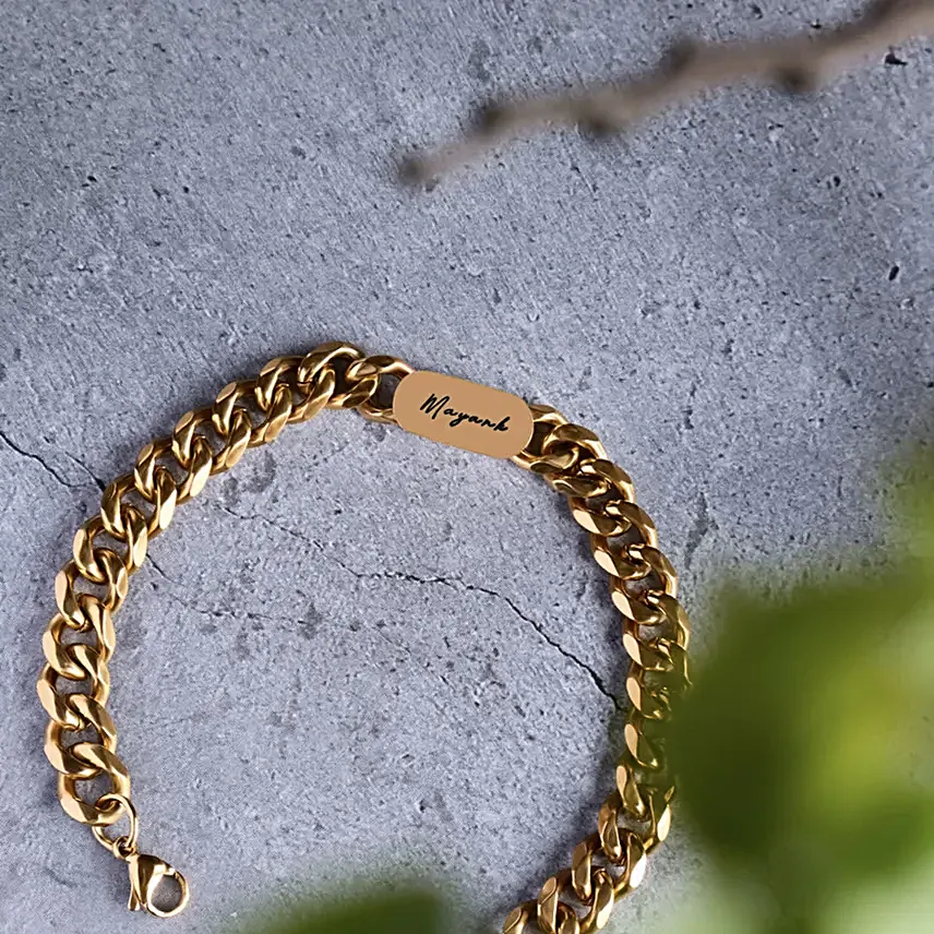 Personalised Gold Cuban Style Bracelet