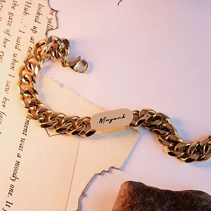 Personalised Gold Cuban Style Bracelet