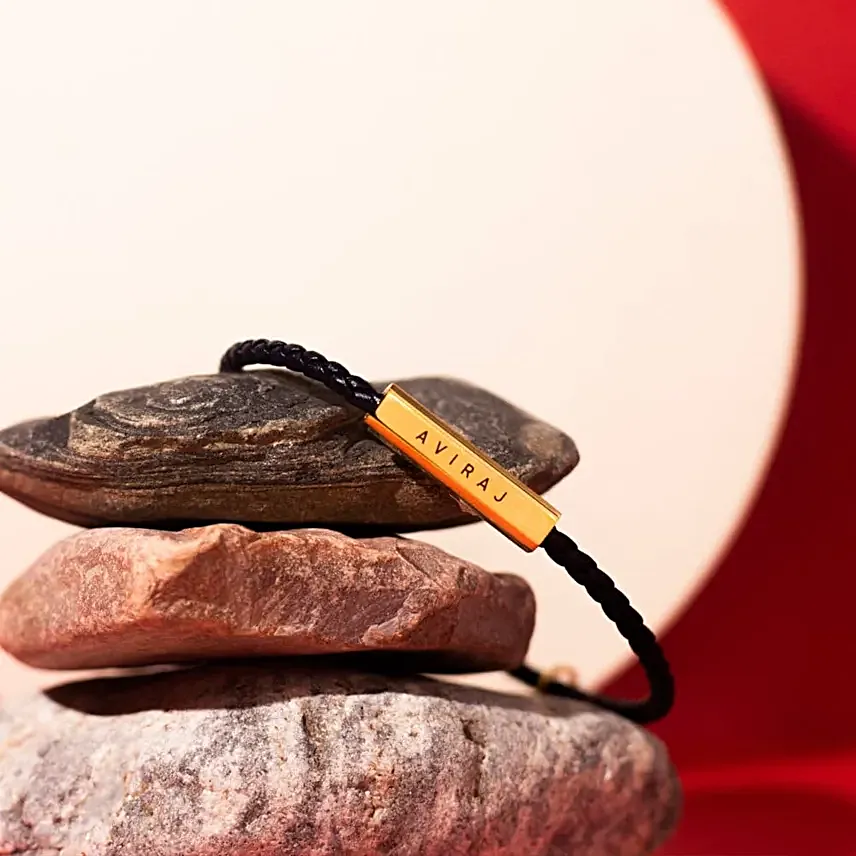 Personalised Gold Touch Leather Link Bracelet