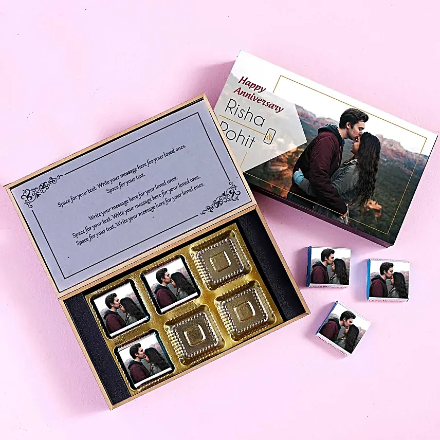 Personalised Happy Anniversary Chocolate Box 6 Pcs