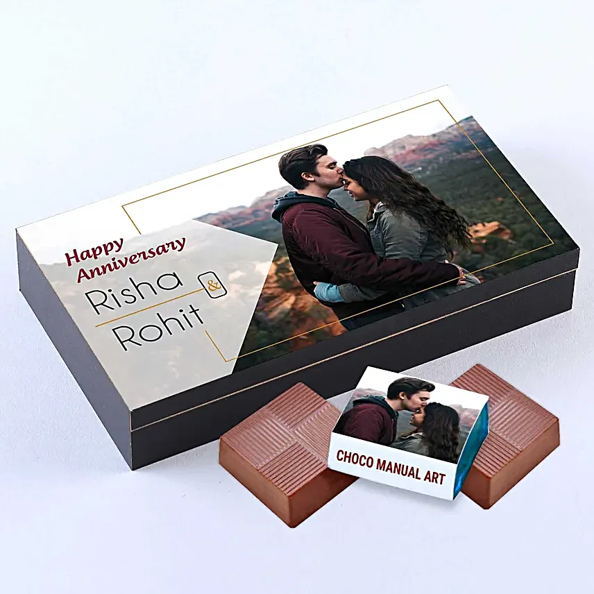 Personalised Happy Anniversary Chocolate Box 6 Pcs