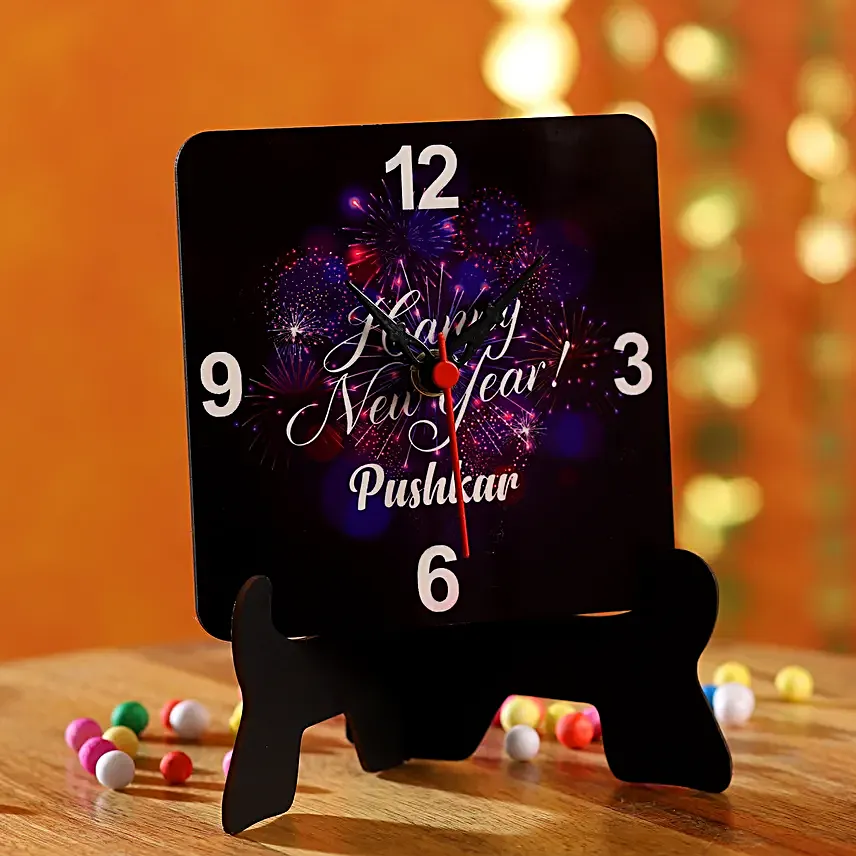 personalised happy new year table clock online