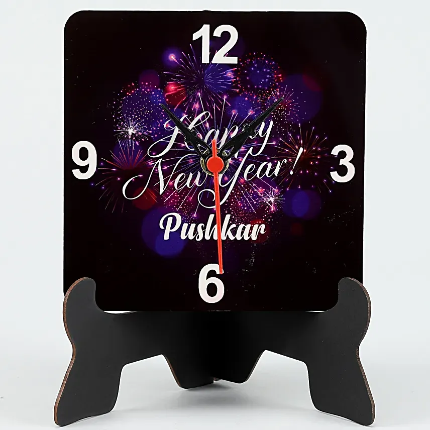 personalised happy new year table clock online