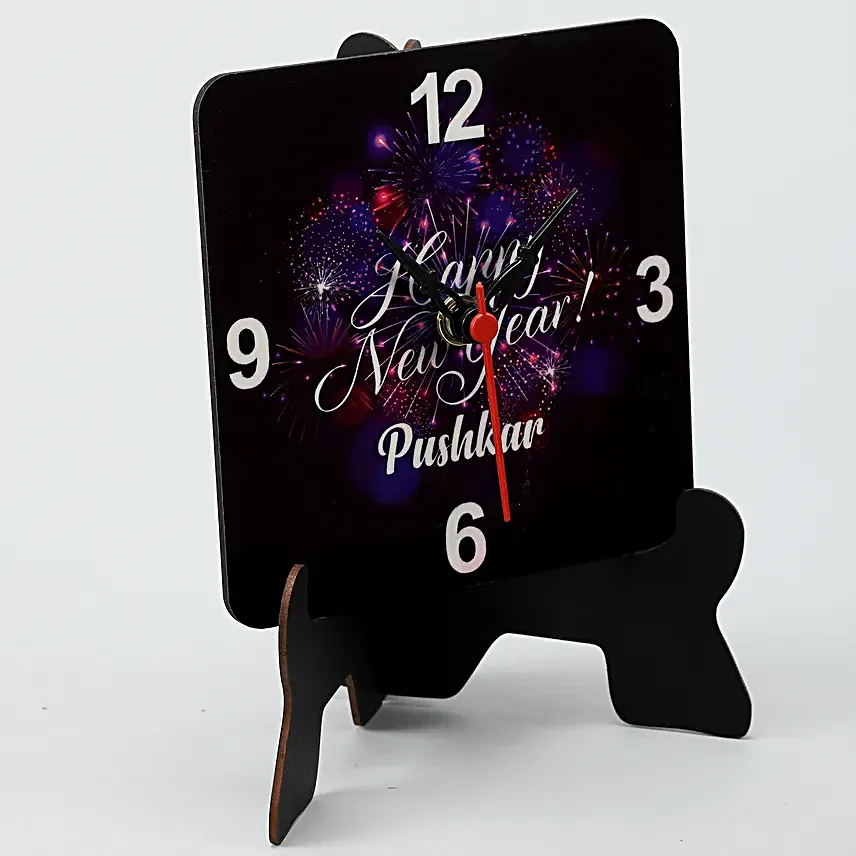 personalised happy new year table clock online