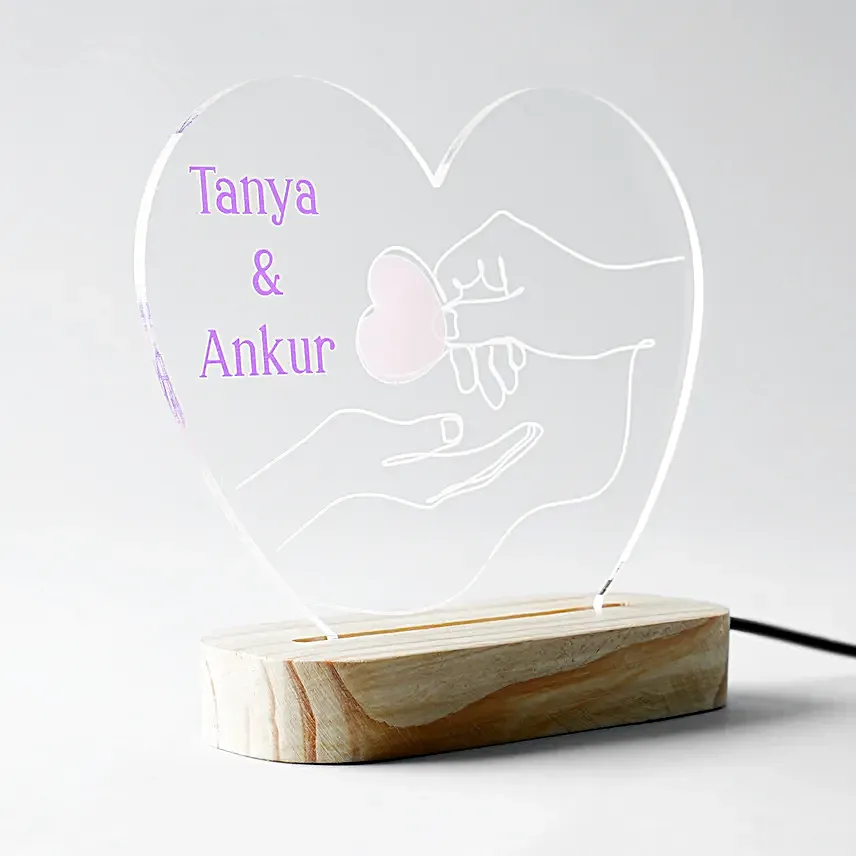 Personalised Heart Shaped LED Lamp