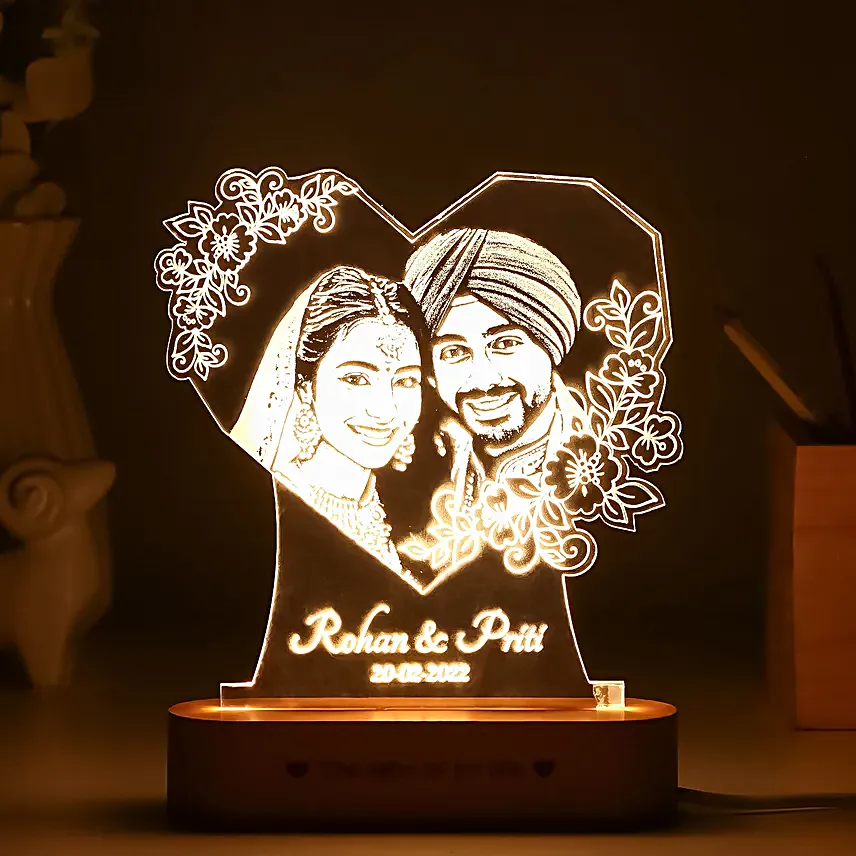 Personalised Hearty Love Photo Glow Lamp