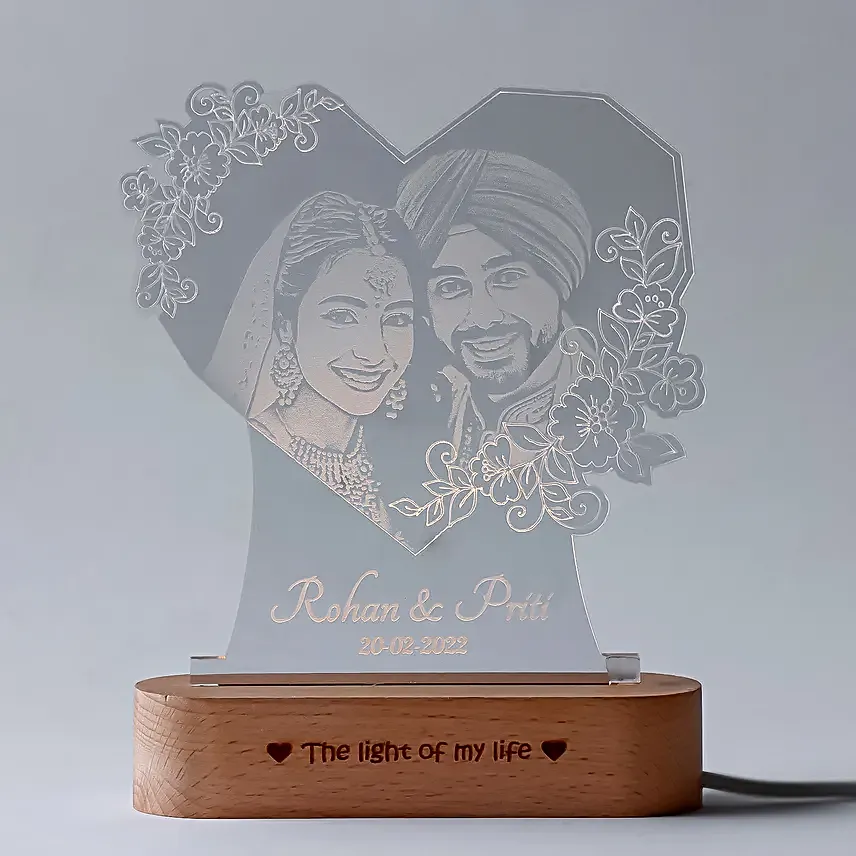 Personalised Hearty Love Photo Glow Lamp