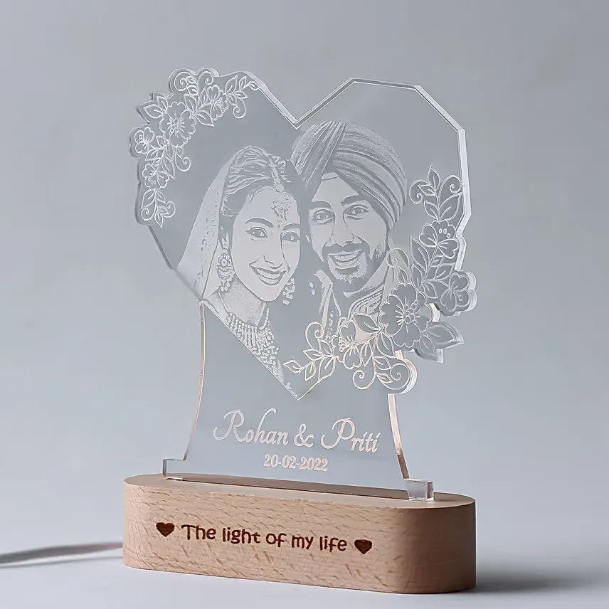 Personalised Hearty Love Photo Glow Lamp