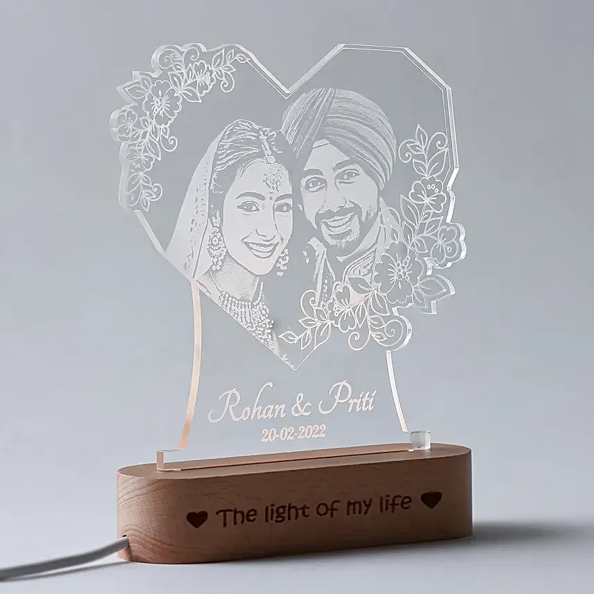 Personalised Hearty Love Photo Glow Lamp
