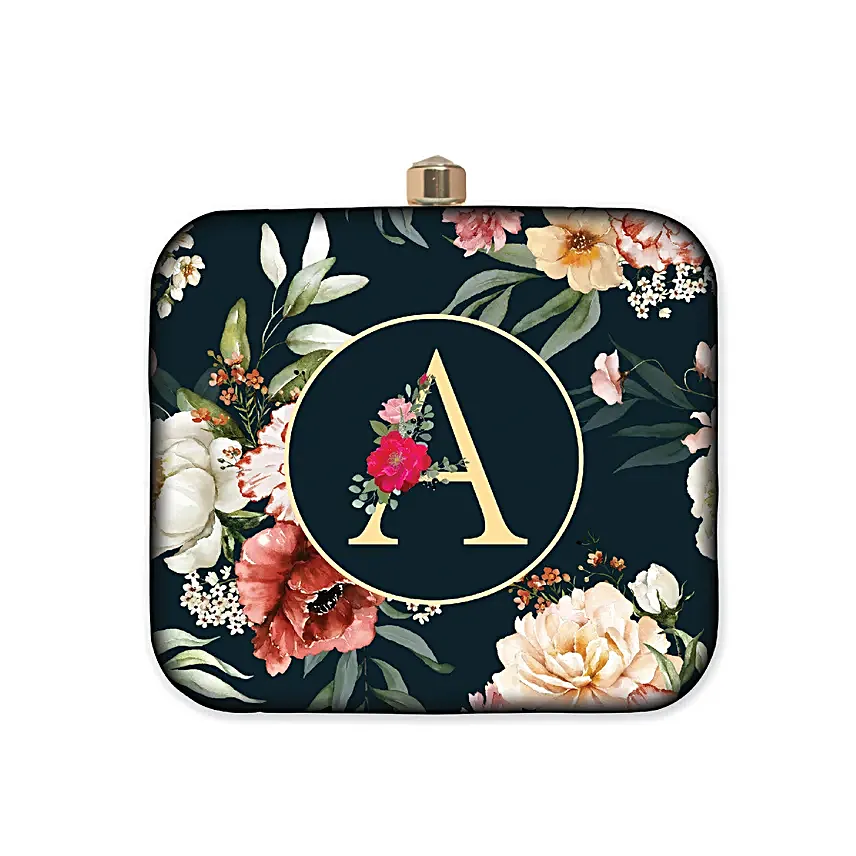 Personalised Initial Floral Art Clutch Bag