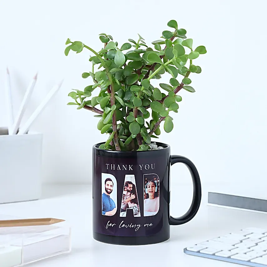 Personalised Jade Plant Black Mug