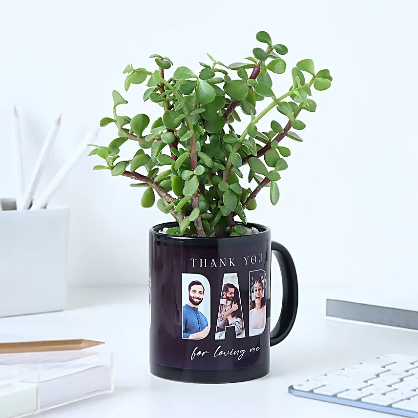 Personalised Jade Plant Black Mug