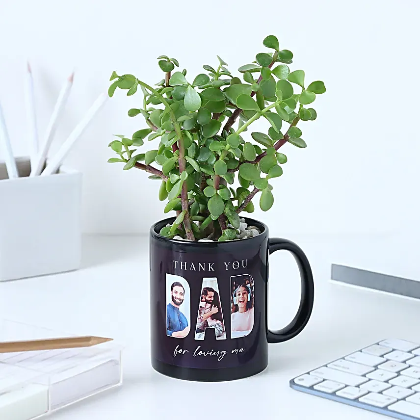Personalised Jade Plant Black Mug