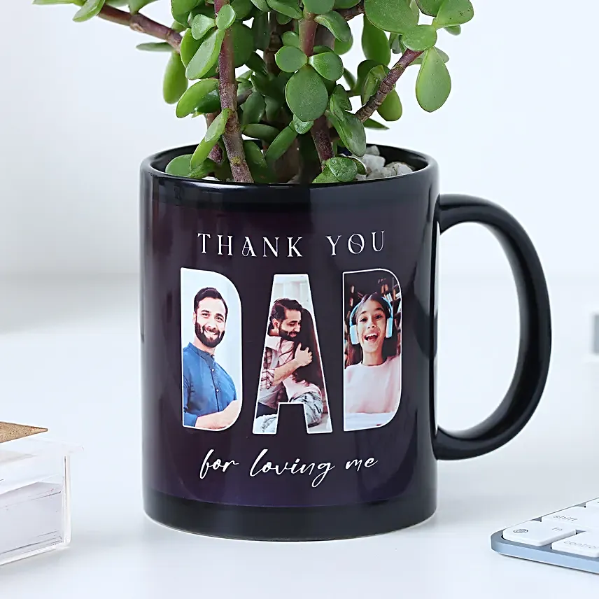 Personalised Jade Plant Black Mug