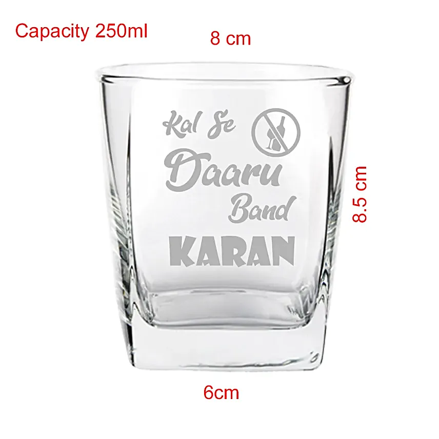 Personalised Kal Se Daaru Band Whiskey Glass Set of 2