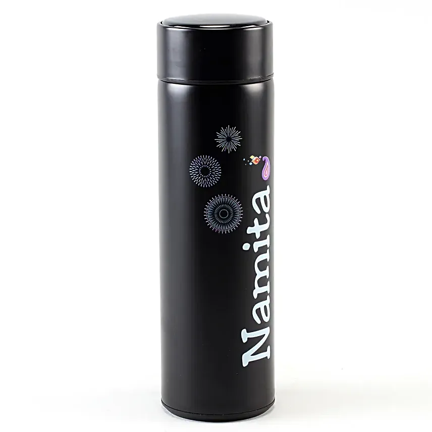 Personalised LED Temperature Bottle Black