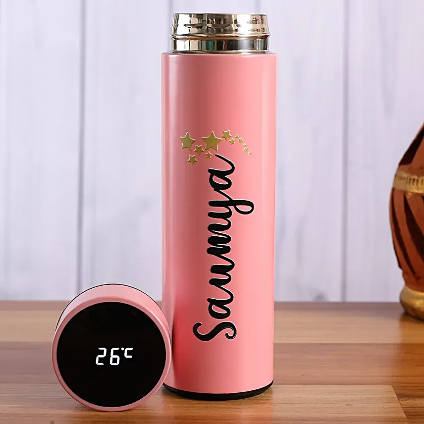 Personalised LED Temperature Bottle Pink