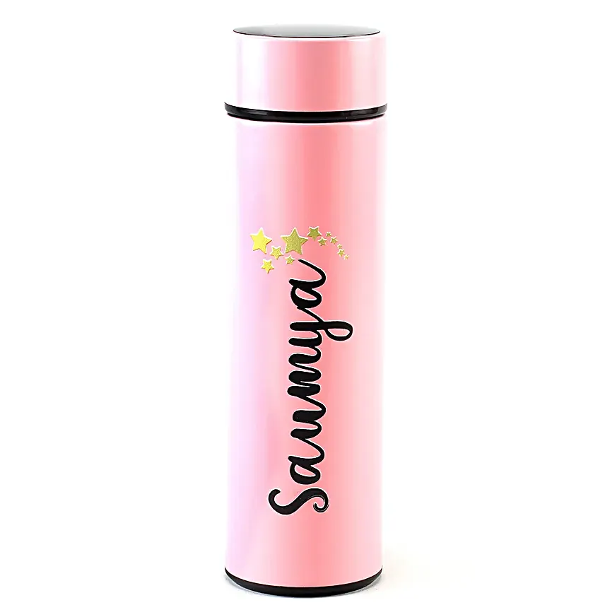 Personalised LED Temperature Bottle Pink