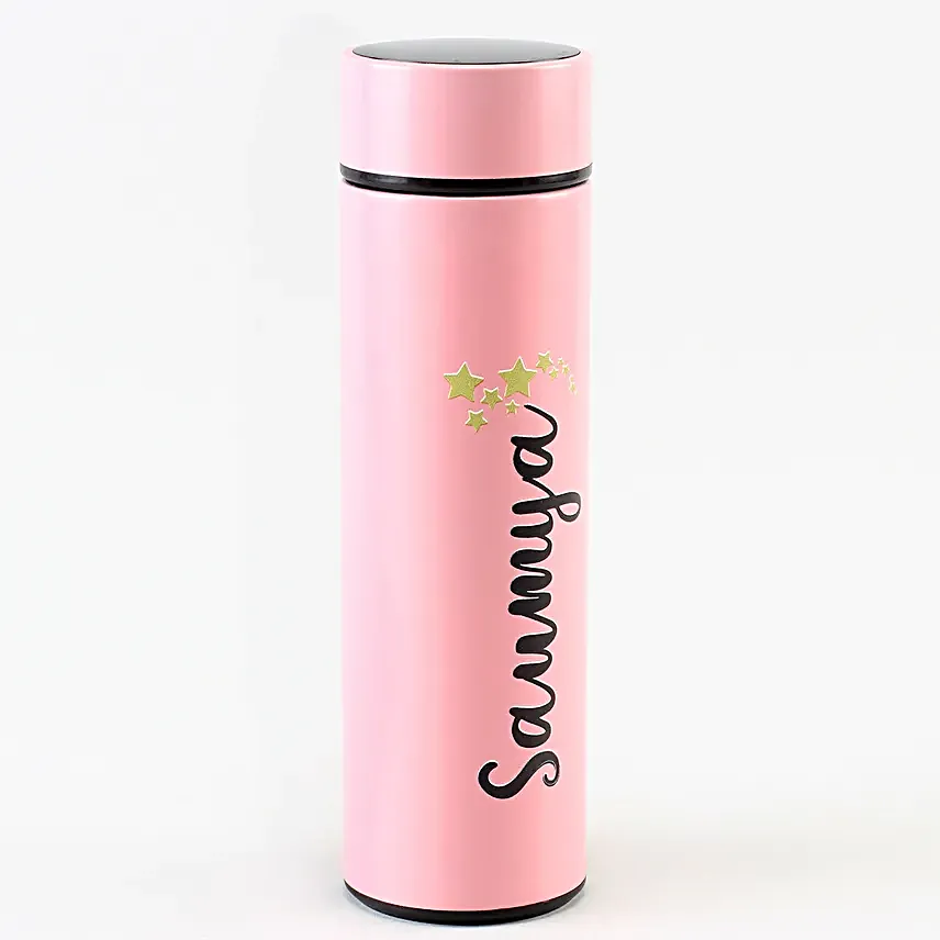 Personalised LED Temperature Bottle Pink
