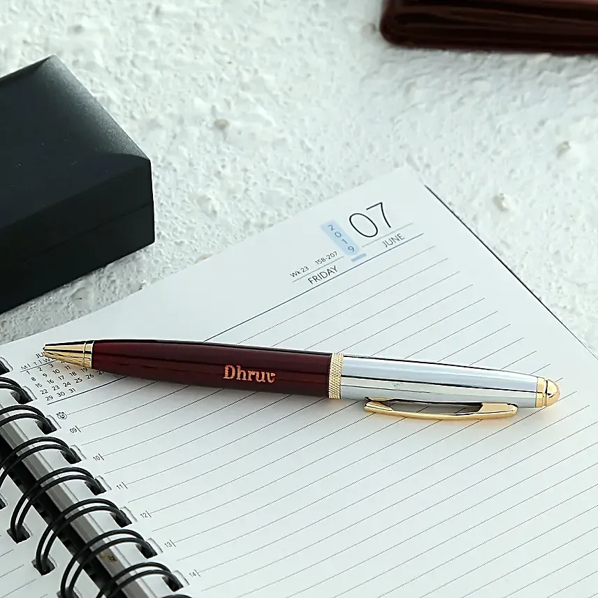 Personalised Maroon Roller Ball Pen