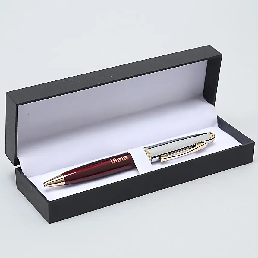 Personalised Maroon Roller Ball Pen