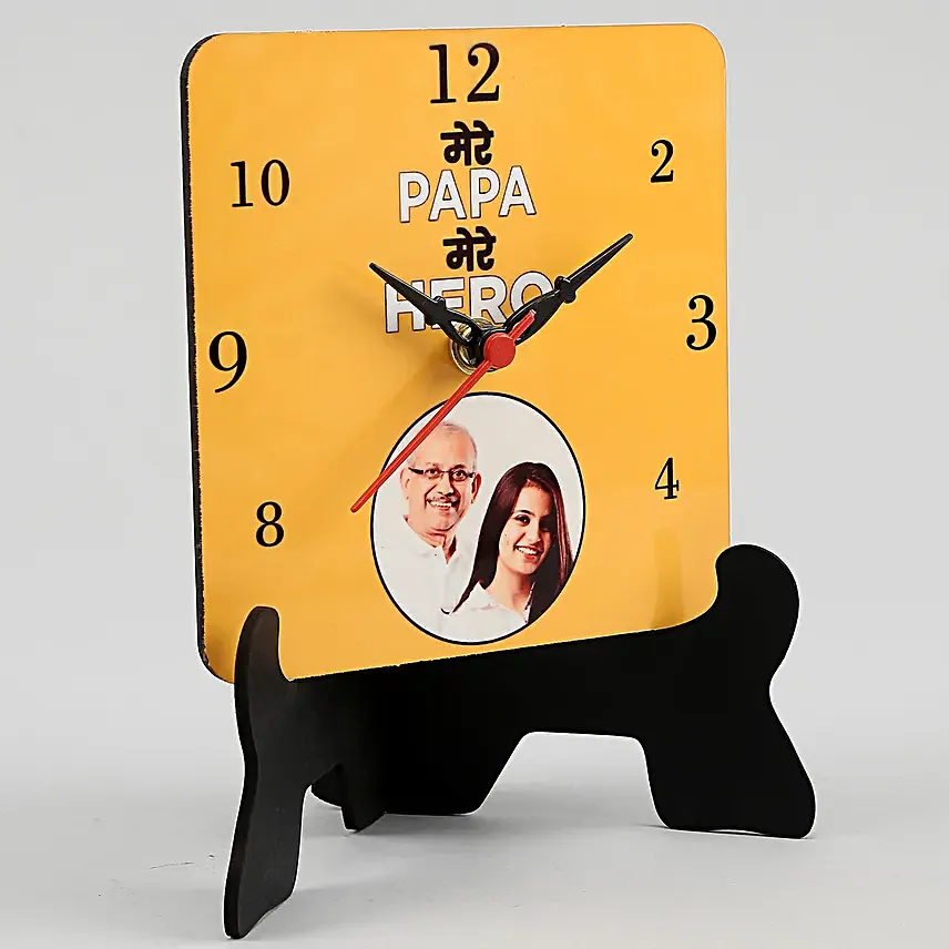 Personalised Mere Papa Hero Table Clock- Hand Delivery