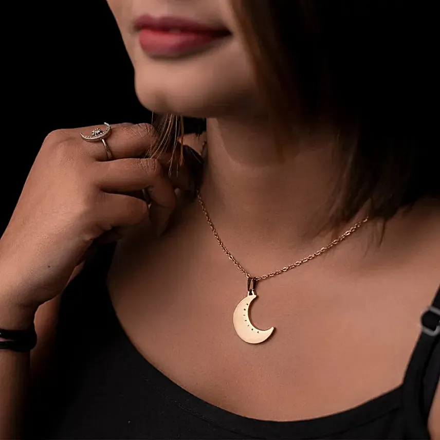 Personalised Moon Beauty Gold Touch Pendant