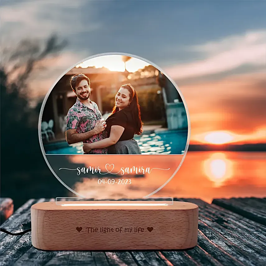 Personalised Moon Lovers Anniversary Gift Lamp