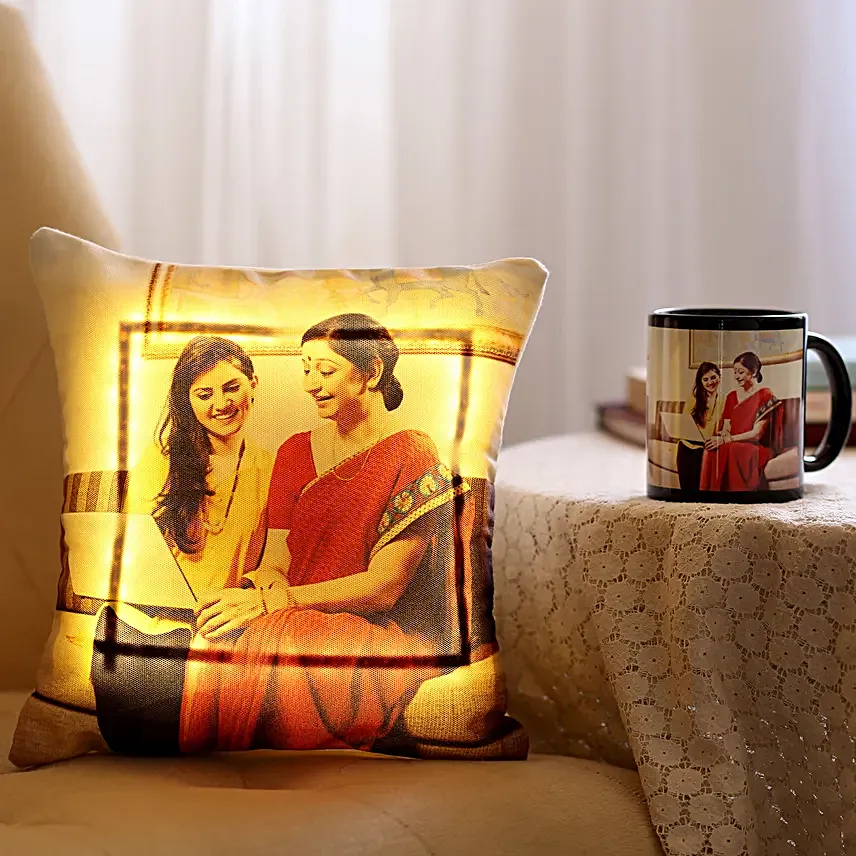 Online Mug & LED Cushion Combo For Mom