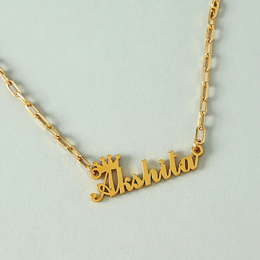 Personalised Name Crown Necklace