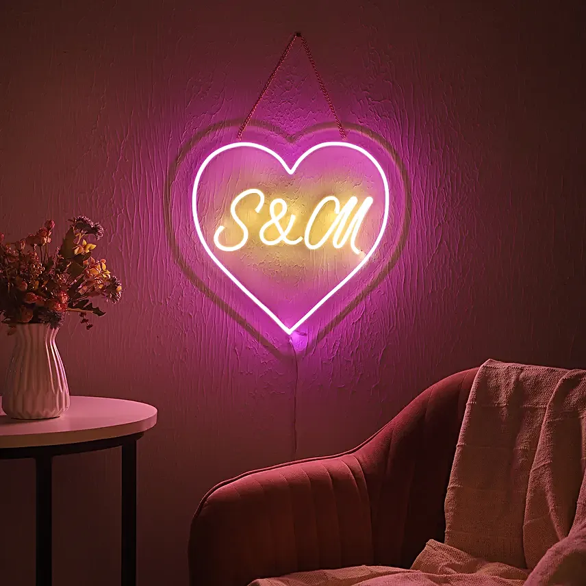 Personalised Neon Initial in Heart