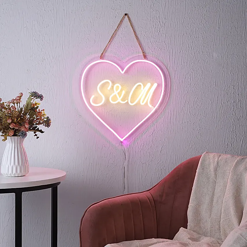 Personalised Neon Initial in Heart