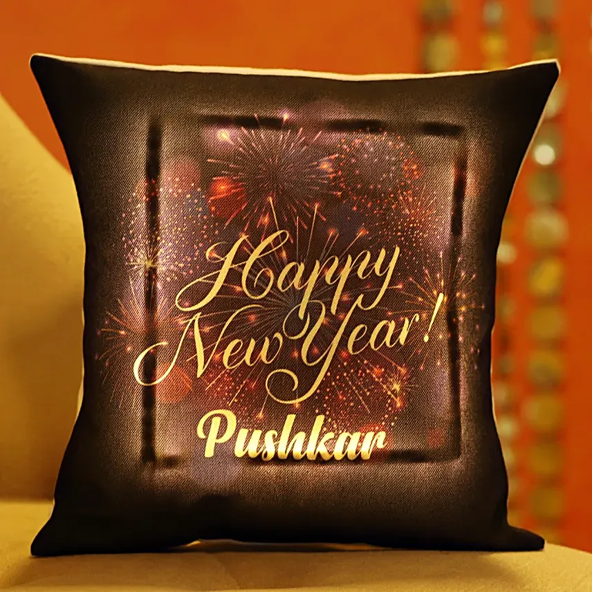 personalised led cushion for new year