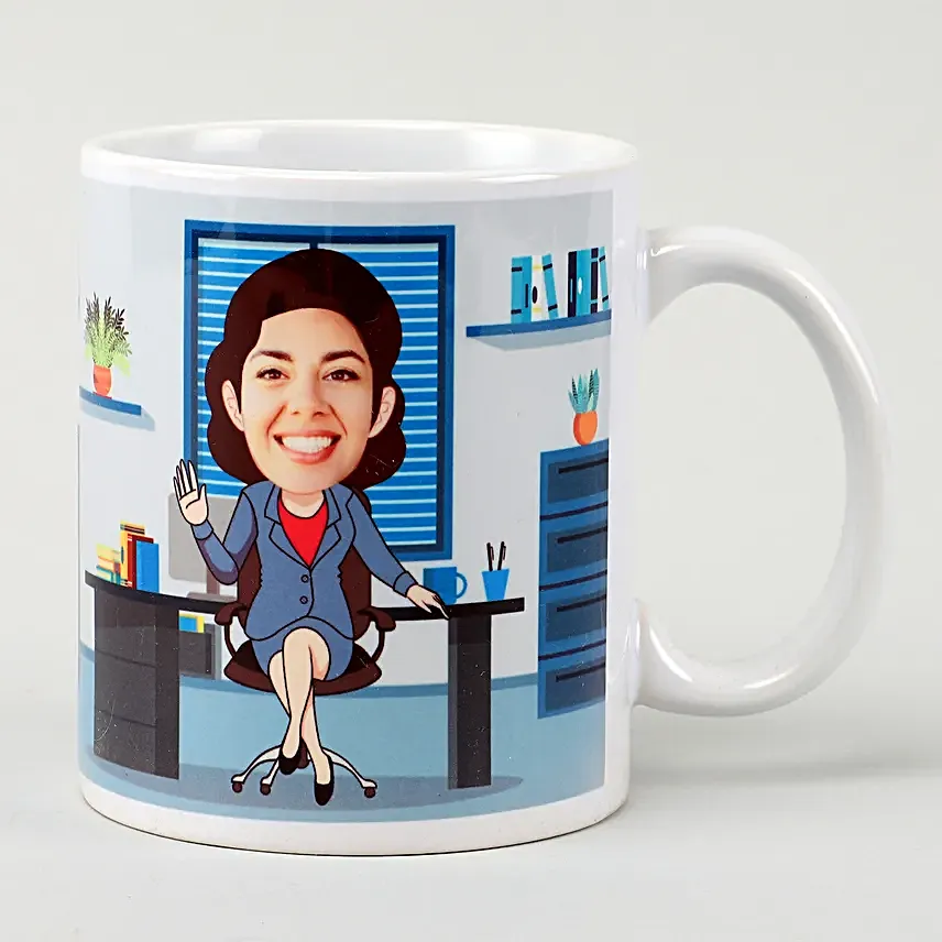 online office woman caricature mug for her