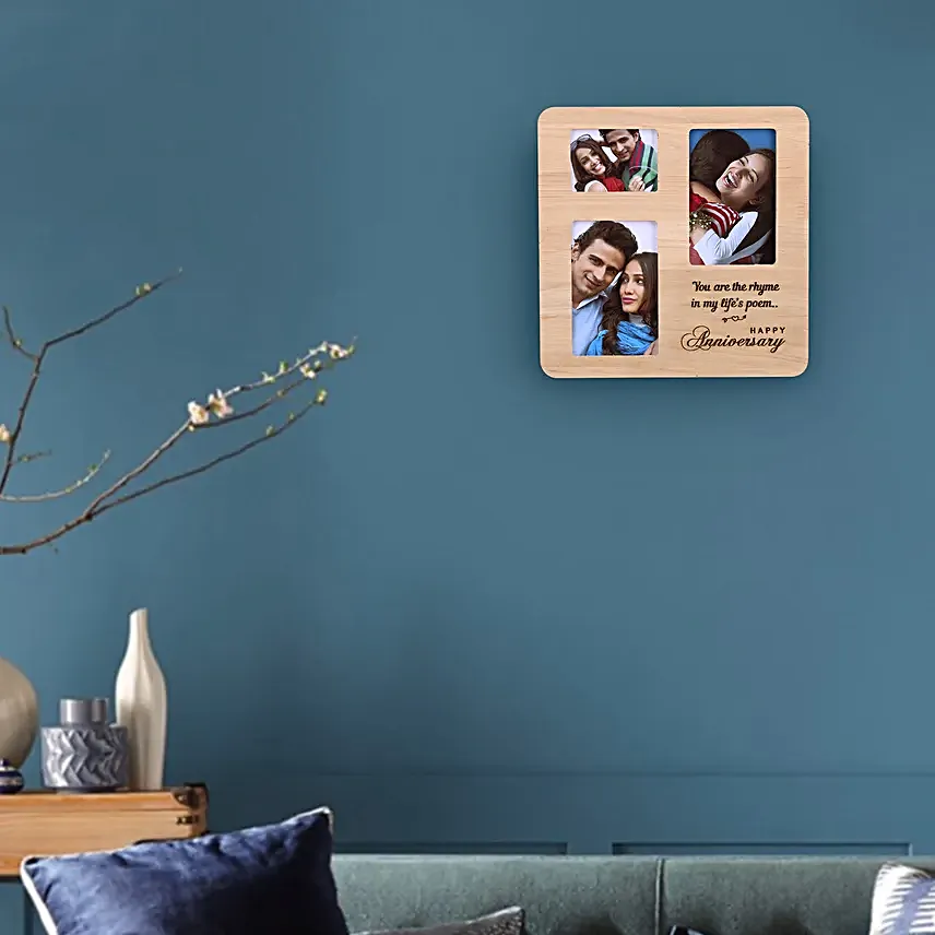 happy anniversary One Personalised Wooden photo frame for her