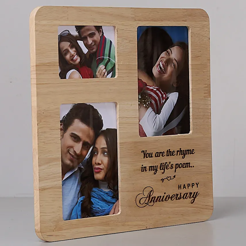 happy anniversary One Personalised Wooden photo frame for her