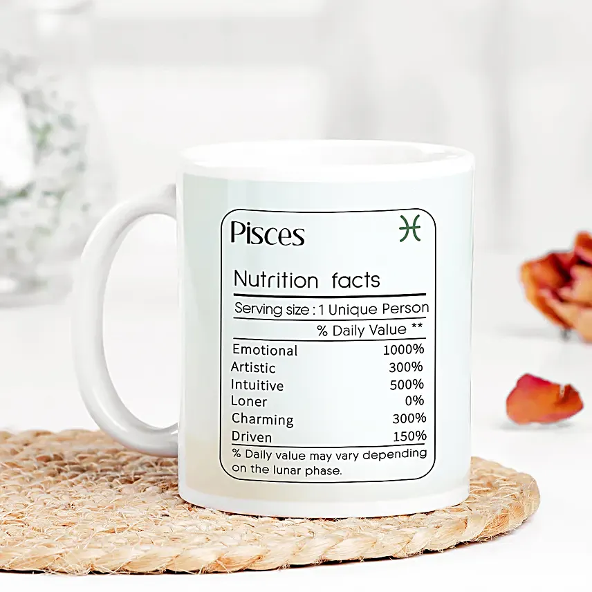 Personalised Pisces Nutritional Facts Photo Mug