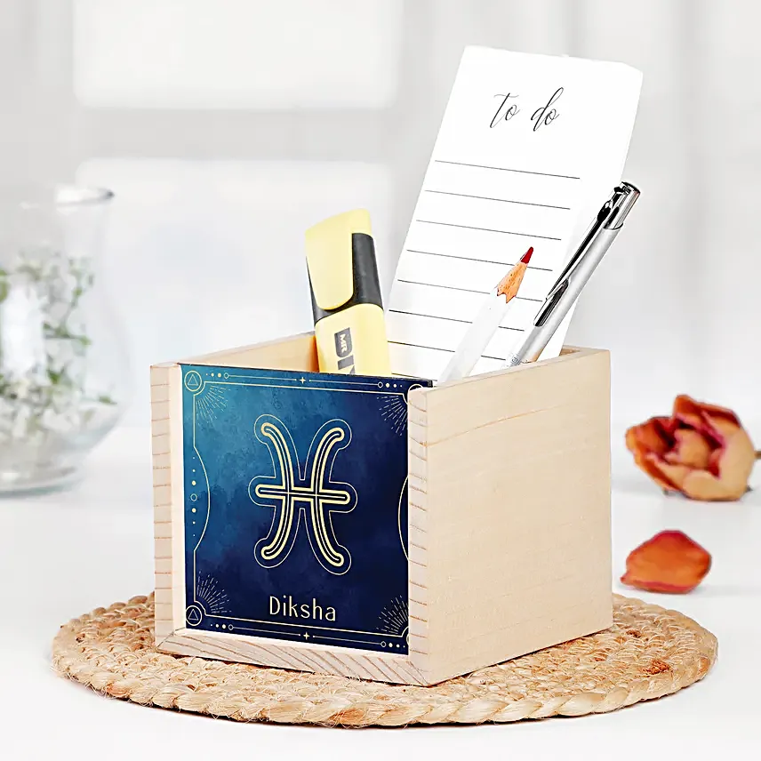 Personalised Pisces Symbol Table Organiser