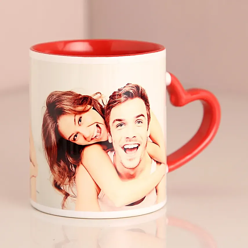 Valentine Red Heart Handle Mug