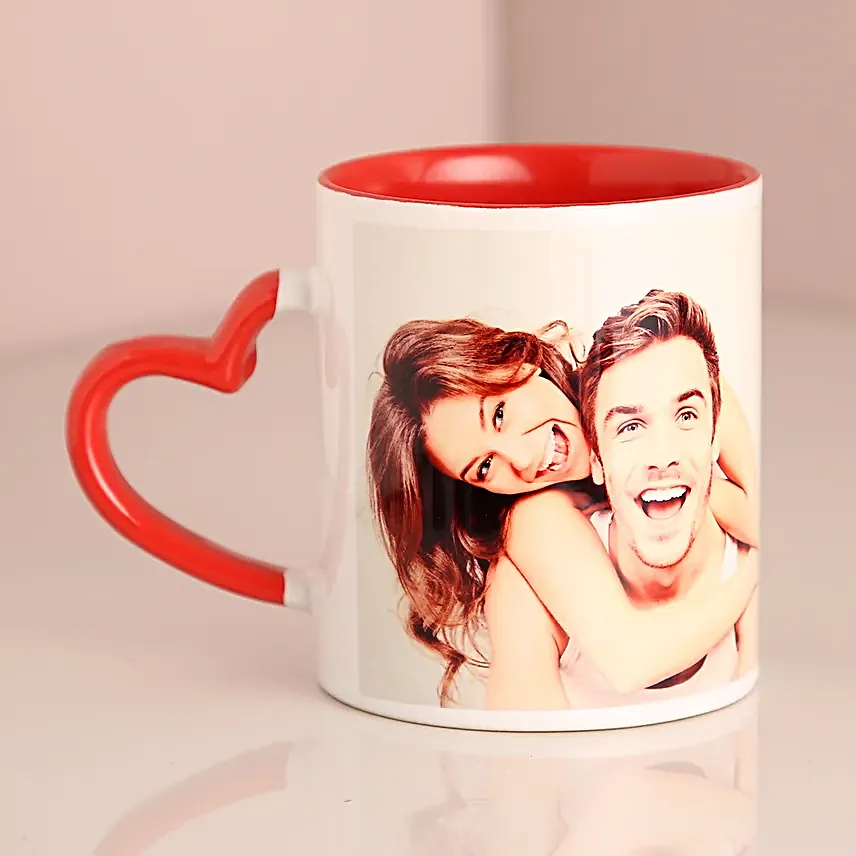 Valentine Red Heart Handle Mug