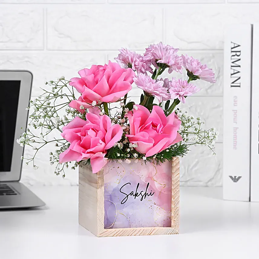 Personalised Rosey Love Wishes In Table Organiser