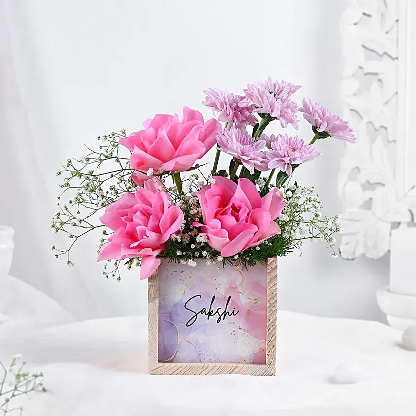 Personalised Rosey Love Wishes In Table Organiser