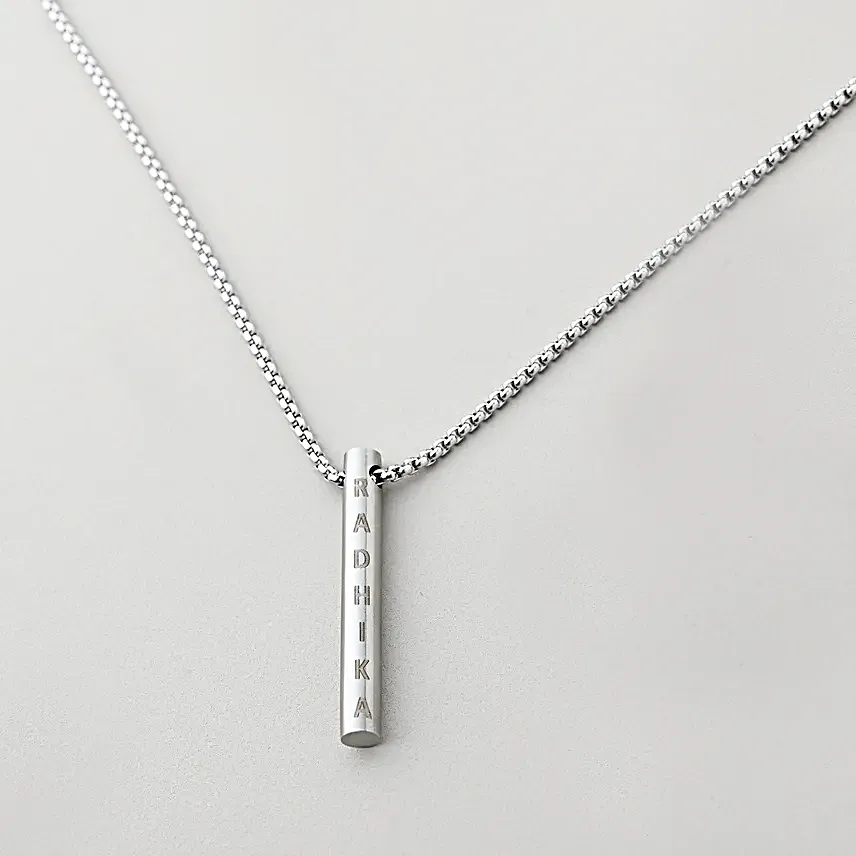 Personalised Silver Neck Chain With Round Pendant