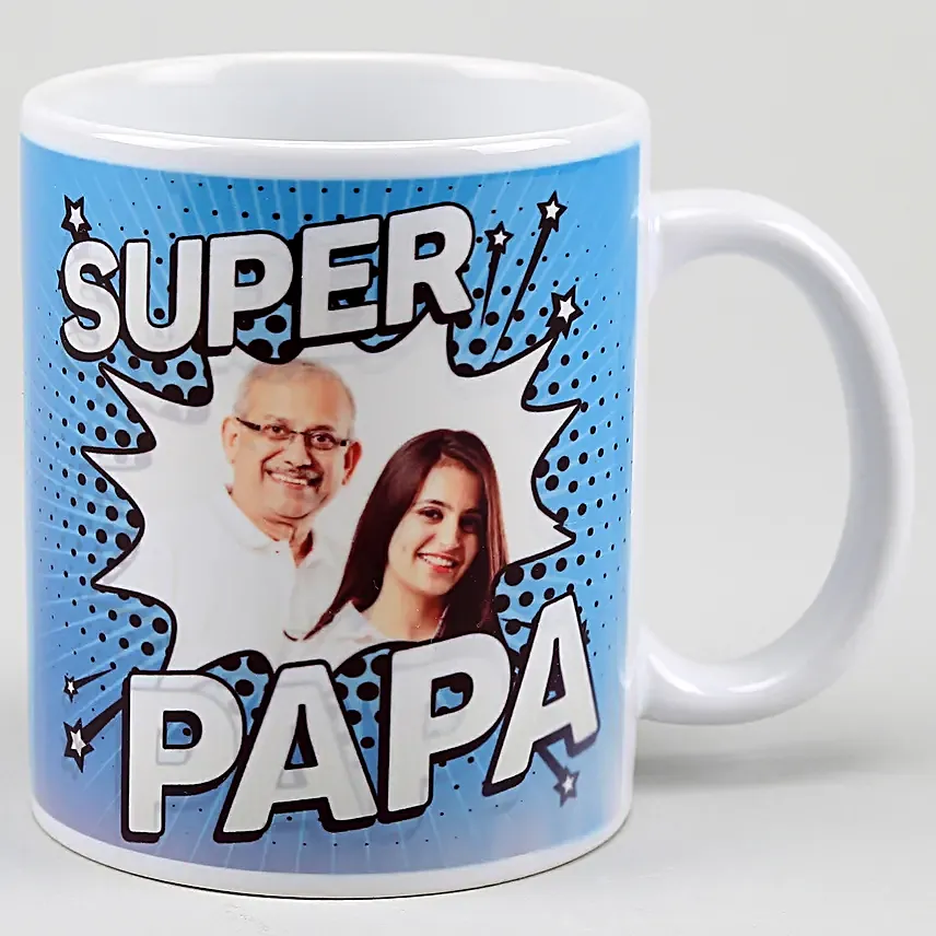 Personalised Super Papa White Mug- Hand Delivery