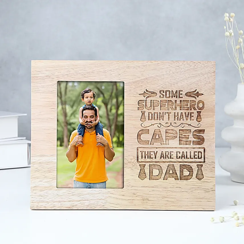 Personalised Superhero Dad Wooden Frame