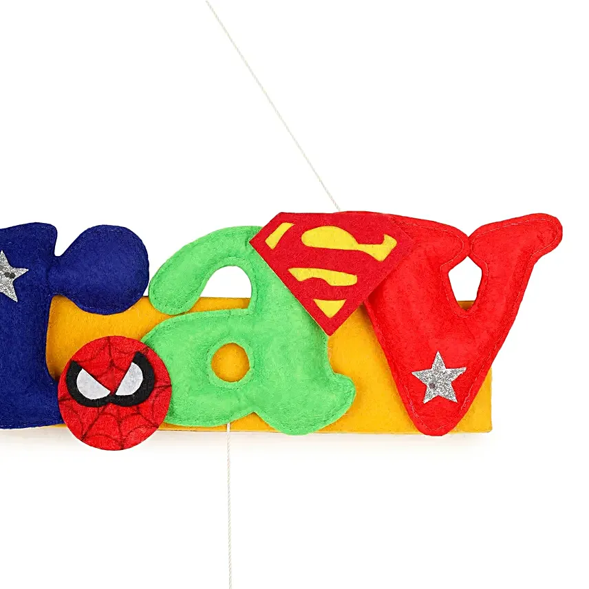 Personalised Superhero Theme Hanging Name Plate 6 Letter Name