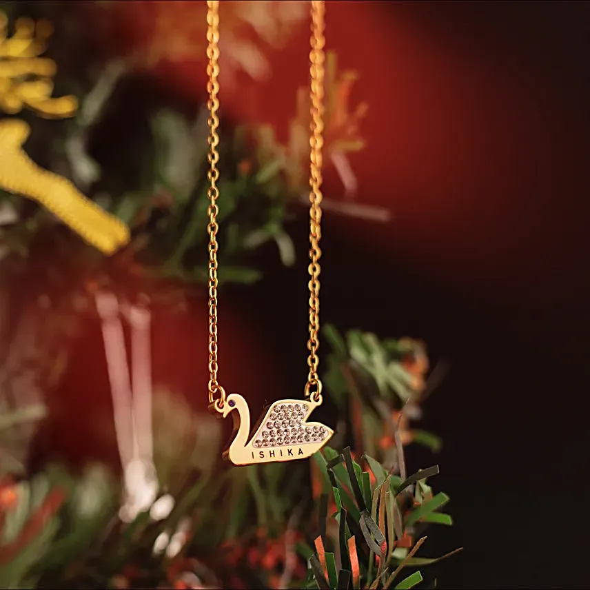 Personalised Swans Grace Gold Pendant